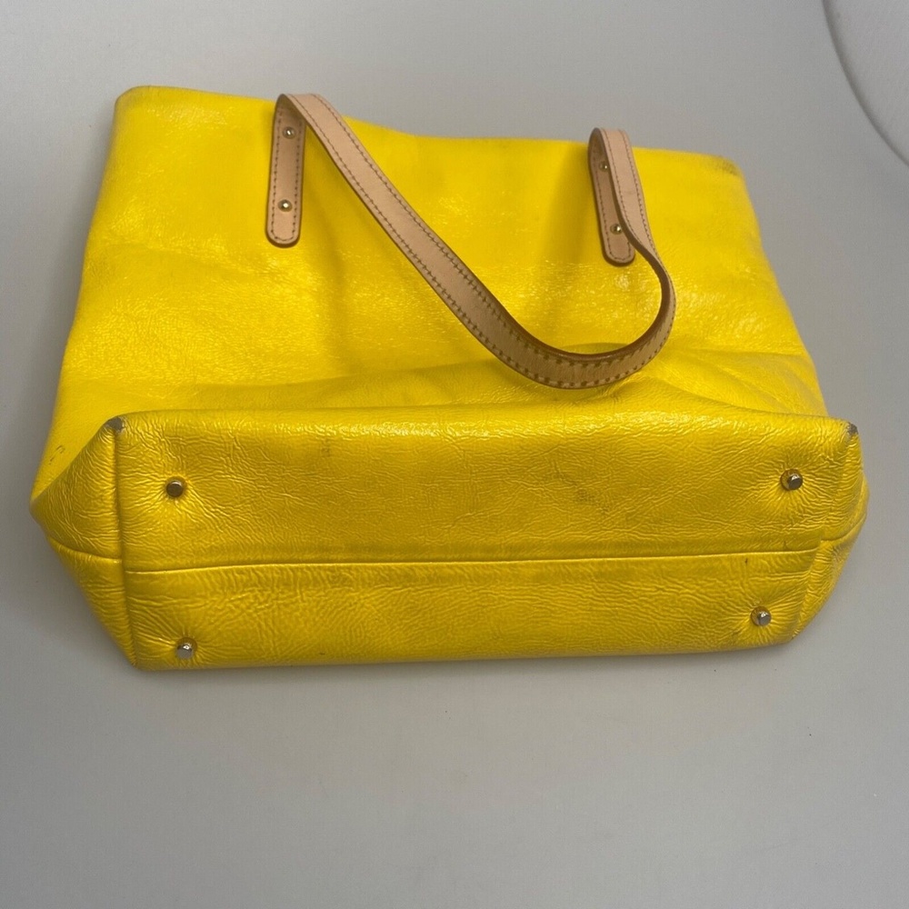 Kate Spade New York- Yellow Leather Small Shoulder Tote w/Tan Leather Handles - Picture 10 of 12